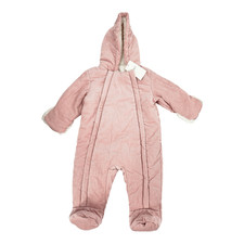 M&S Baby Pink Mix Pure Cotton Hooded Padded Fleece Lined Snowsuit  3–6 Months