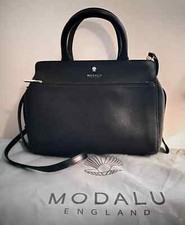 Modalu Shoulder Bag Top Handles Black Leather Detachable Strap New With Dust Bag