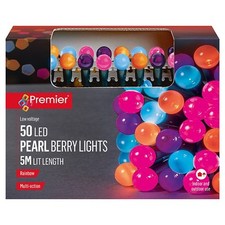 50 Christmas LED Multi-Action Pearl Berry Lights - Rainbow