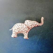 Rhodium Plated Sterling Silver Elephant Charm. Pavé Set With 65 Clear Stones