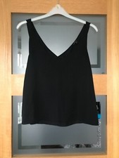 Ladies size 8 RIVER ISLAND black unusual double layered cross back sleeveless 