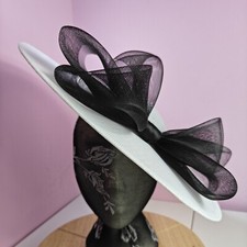 white black large fascinator