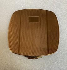 Vintage Zenette Powder Compact gold tone textured finish w/ mirror & powder puff