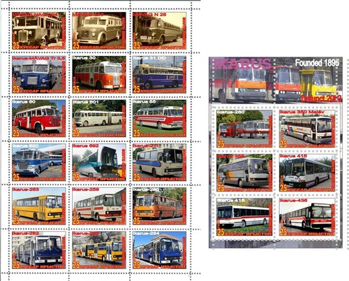 Stamp sheet block - stamp, bus