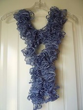 Handmade Crocheted Fashion Ruffle Scarf - Solid Periwinkle Metallic