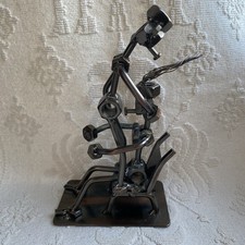 Decorative Art Metal bolts & nuts  Sculpture. Man and lady Romantic sculpture.7"