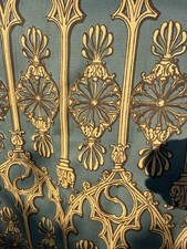 Unusual Pair Vintage Gothic Ecclesiastical Design Curtains 240cm Long ￼
