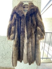 Vintage Thomas McElroy Full Length Raccoon Fur Coat 60s 70s Real Fur Jacket M/L 