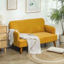 2 Seater Yellow Sofa Velvet