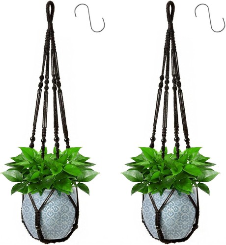 Macrame plant hanger black - plant, hanger,