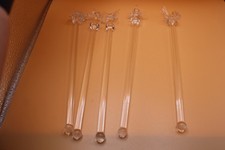 set of 5 glass cocktail stirrers