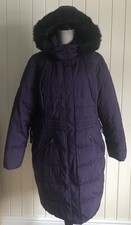 M&S PER UNA WEEKEND STORMWEAR - Purple Padded Hooded Coat - Size UK 20