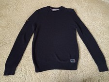 Superdry Men's Jumper Size Small Black Label Knitted Crew Neck Sweater Cotton