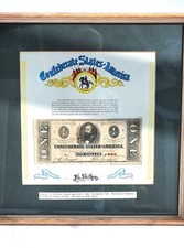 1863 Confederate States Of America $1 Virginia Treasury Banknote