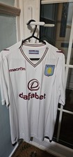 Aston Villa Away Shirt by Macron Large V Neck Short Sleeve