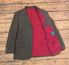 Alan Paine Combrook Tweed Hacking Jacket Mens 46R Sage Immaculate