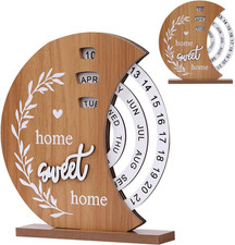 KASESSS Moon Perpetual Calendar, Wooden Desk Calendar Ornament, Vintage Perpetua