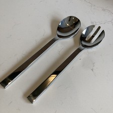 Alessi DC05/14 Salad Servers Set Fork & Spoon Santiago 18/10 Stainless Steel