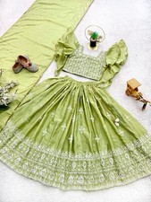 Kids Girls Ethnic  Chinon Silk