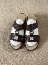 LADIES RIEKER LEATHER 2 STRAP WEDGE MULE SANDALS UK 7 EU 40