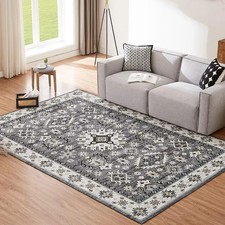 CHOSHOME Washable Rugs Living Room Grey Boho Rug for Bedroom Anti Slip Rugs Clas