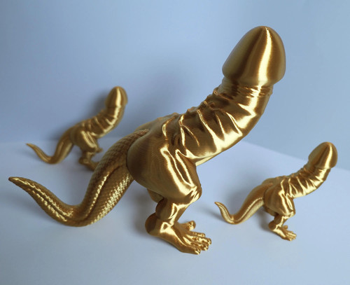 Large gold dinosaur - dinosaur, sculpture