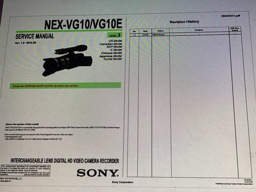 Sony nex vg10 - service,