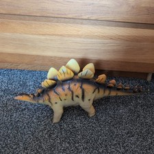 Stegosaurus Dinosaur Figure Toy – Large Rubber Model – Orange & Black – Prehisto