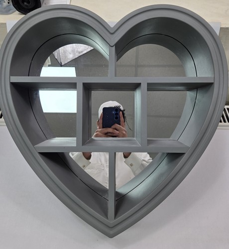 Grey heart mirror shelf - heart,