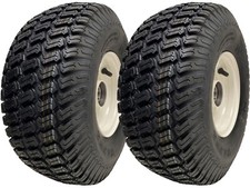 15x6.00-6 Grass Lawnmower Wheels Tyres Fitted on Rims 20mm Bearings (Set of 2)
