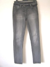 NEXT Black/ Grey Denim Cigarette Jeans, part faded. With belt. Size 8 Long
