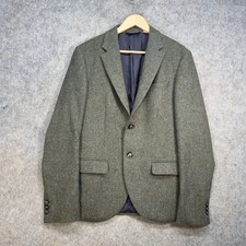 Jack Wills Blazer Jacket Womens Size UK L Green Wool Tweed Moon Woven Heritage