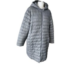 Grey quilted mid-length coat size 22/24 hood zipped pockets free delivery