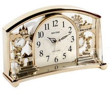 Rhythm Gold Mantel Quartz Alarm Mantle Clock 4SE535WR18 Used ( No Packaging )
