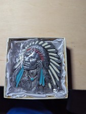 Indian Warrior Chief Belt Buckle Western Cowboy Native American (IW-05)