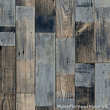 Vinyl Flooring Reclaimed Grey Blue Wood Plank Kitchen Bathroom Lino 2m 3m 4m