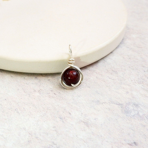 Garnet pendant charm handmade - charm,