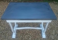 SOLID OAK SHABBY CHIC EXTENDENDABLE DINING TABLE IN GRAPHITE & WHITE ANNIE SLOAN