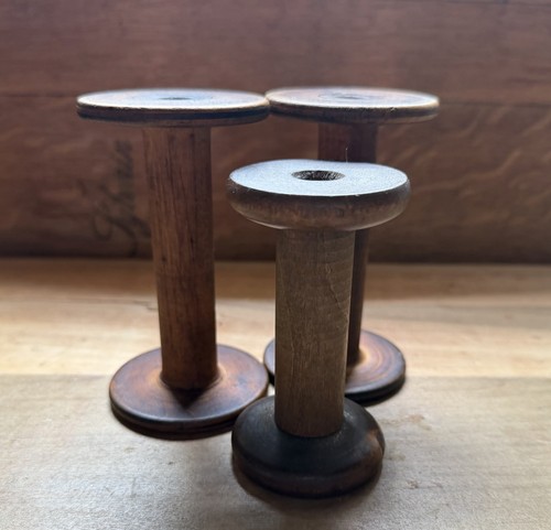 Vintage wooden textile bobbin - vintage,