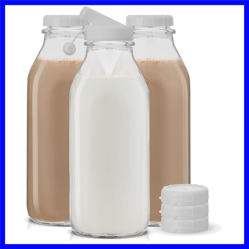 Glass milk bottles with lids - bottles,
