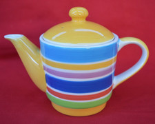 WHITTARD OF CHELSEA:    SMALL ONE PERSON STRIPED TEAPOT - SOUND AND COLOURFUL!