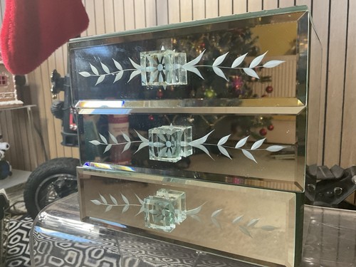 Mirrored glass three drawer - mirrored,