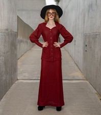 Vtg Vintage 1970s 70's Does Edwardian Janice Wainwright Rust Skirt Top Suit S M