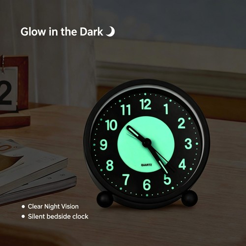 Black silent bedside alarm - silent,