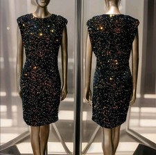 NWT Blue Velvet Sequin Embelissged Bodycon Party Cocktail Mini Dress Sz L