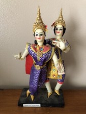 Thai Classic Dolls Dancers Folk Art Oriental Made In Thailand Handmade 8" 