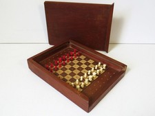ANTIQUE JAQUES? TRAVEL CHESS SET PEGGED PIECES  AND  BOARD- BOX