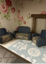 1:12 Vintage Dolls House Sofa And Two Chairs  , Solid And  Maileg Compatible