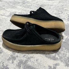 Clarks Originals Wallabee Cup Lo Shoes Mens  Black Suede Mules Moccasins UK 8 G
