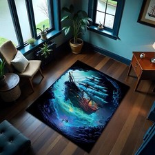3D Ocean Rug Pirate Ship Mat
